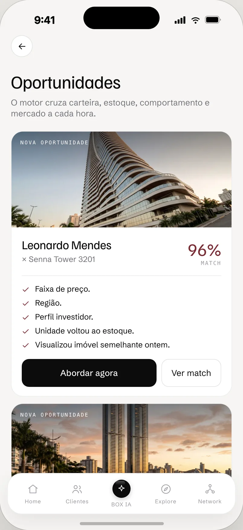 Tela Oportunidades do BOX OS
