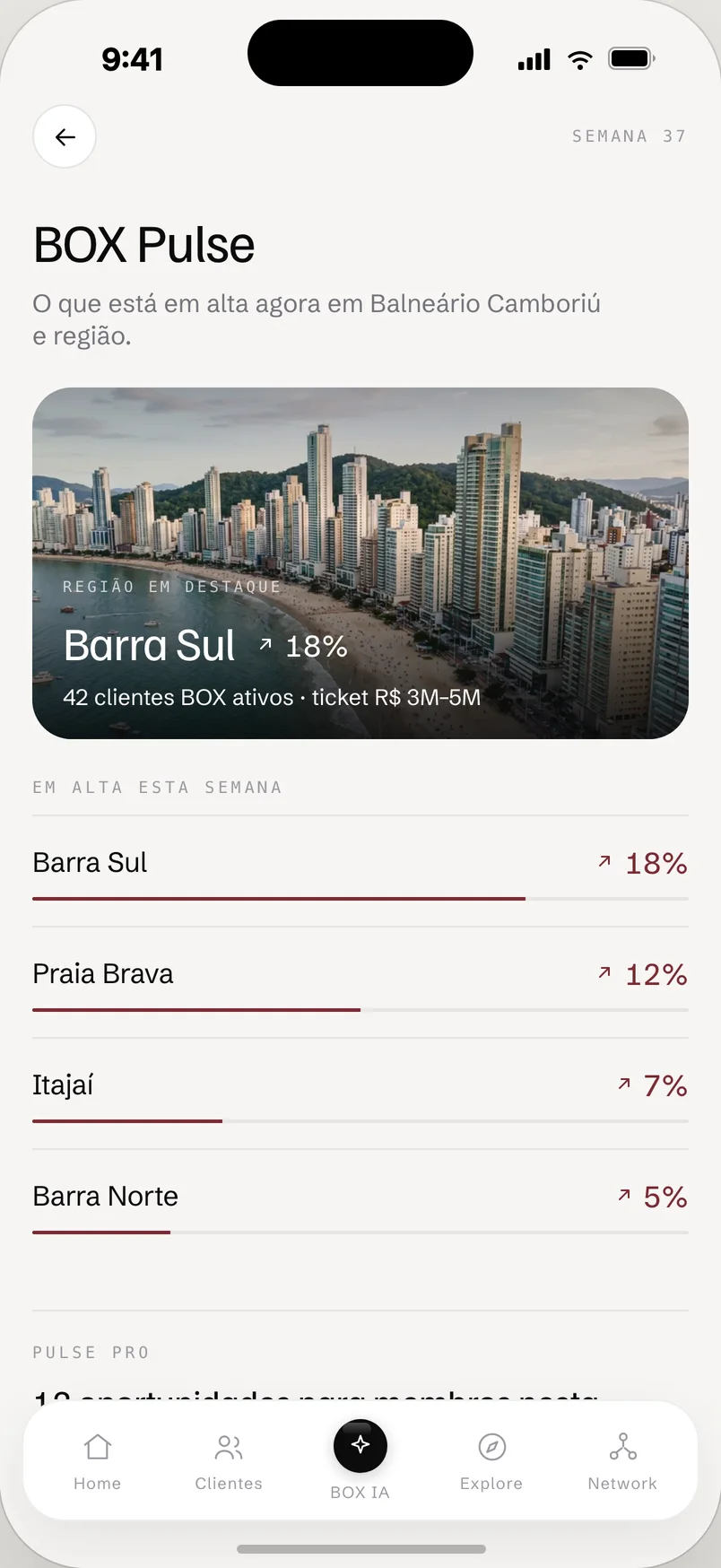 Tela Pulse do BOX OS