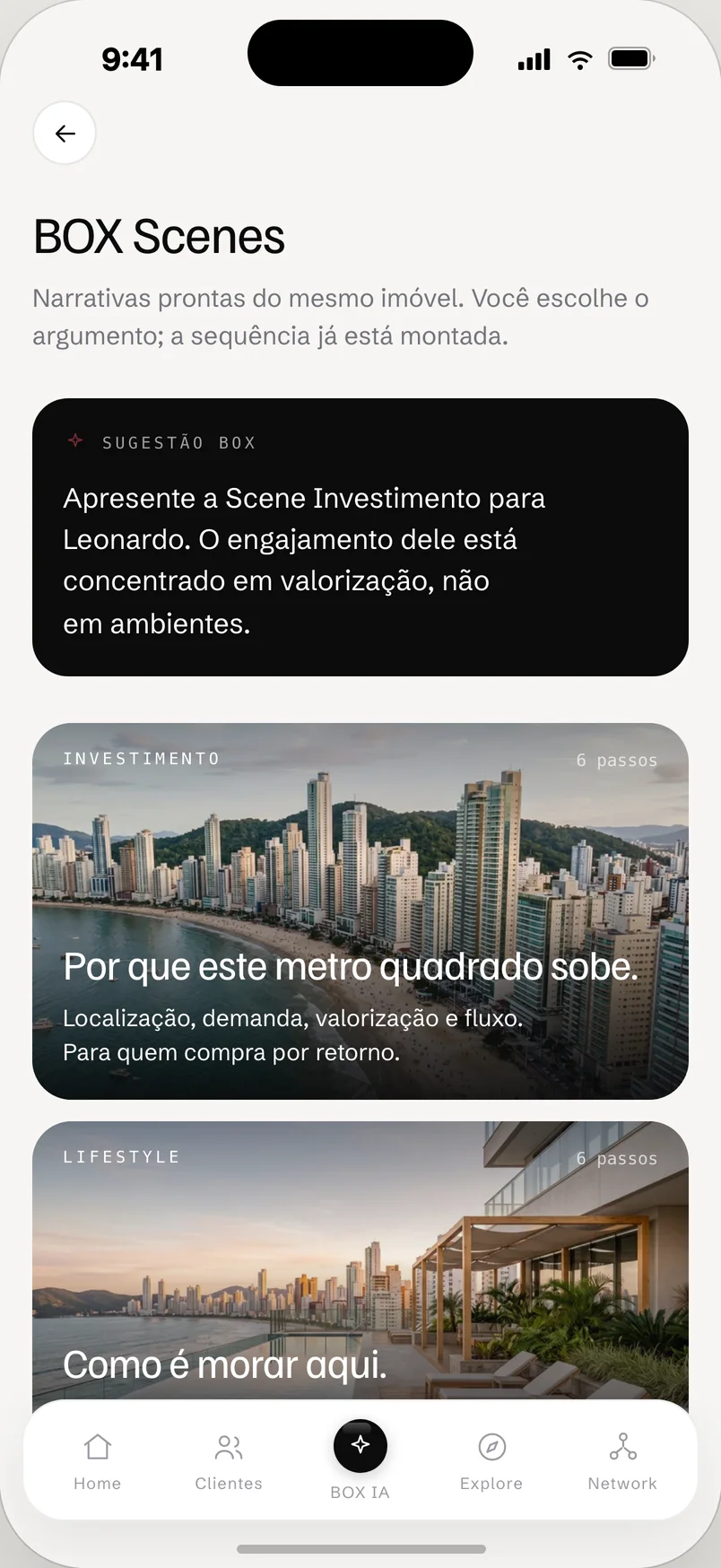 Tela Scenes do BOX OS